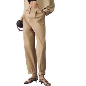 Anthropologie x Exquise | High Rise Rolled-Hem Pleated Chinos in Cedar Size MP